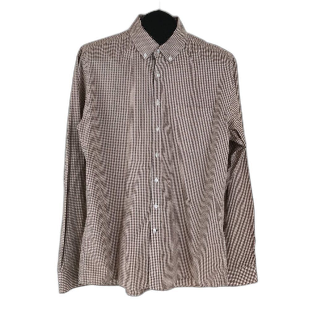 Frank & Oak Button Down Shirt Men's XL Brown/White Long Sleeve